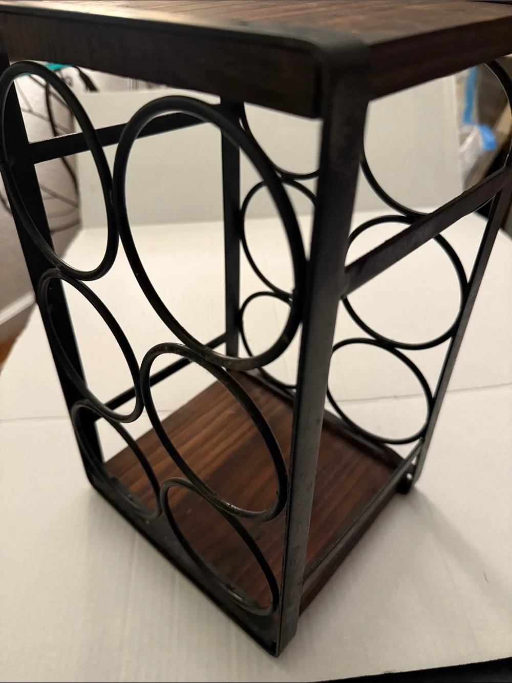 Metal and Wood 8-Bottle Wine Rack - Black and Brown